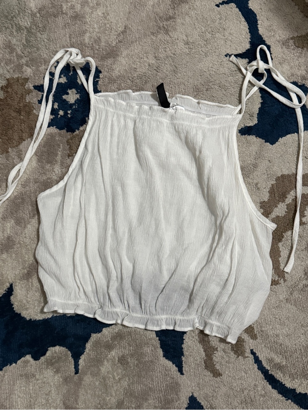 H&M White Tie-Strap Cropped Cami